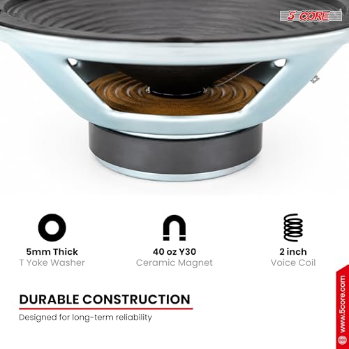 Image of 5 CORE 12 Inch Guitar Speaker 300W Replacement 8 Ohm Amplifier Driver Voice Coil 2 Inch Y30 Magnet 40 Oz Very Loud Touch Sensitive Ideal Guitar Cabinet Speakers