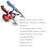 zunruishop Salzwasser-Angelrute Carbon Fiber Rod Superhard-Boots-EIS fliegen Köder Angelrute mit Qualitäts-Angelrolle Angelausrüstung Set De Länge Angelrute (Color : Sky Blue)