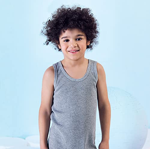 Brix Boys Undershirt Tank Top - Tagless 100% Cotton Super Soft 4 Pack Novelty. (US, Age, 1 Year, 2 Years, Grey, Yellow, Olive Green, Teal Blue) - Thumbnail 3