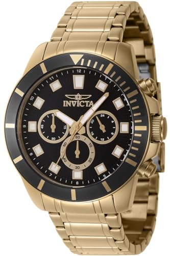 Invicta Pro Diver Chronograph GMT Quartz Black Dial Men's Watch 46042, Gold