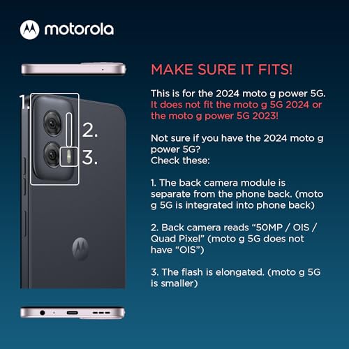 Image of Motorola Moto G Power 5G (2024) Textured Protective Case- Black | Precision fit Shock Absorbing Cover for Enhanced Phone Grip, Style, & Drop Protection- NOT FOR 2023 5G Version
