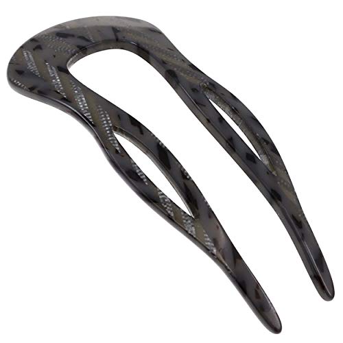 Camila Paris CP2508 French Twist Stick Clip Pins, Handmade, Victory Gray, Girls Hair Pin. Fashion Durable and Styling Hair Accessories for Women, Made in France with Cellulose