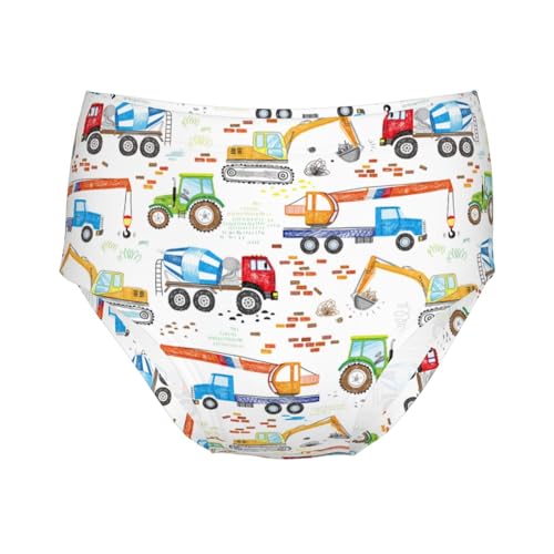Graffiti Hand-Painted Construction Car Girls' Underwear Soft Cotton Little Girls Panties Comfort Briefs