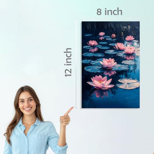Image of SiddArtify Floral Wall Art Prints Set - Impressionist Lotus Flower Poster Decor for Living Room Bedroom Office - 8x12 inch Board Pack of 6