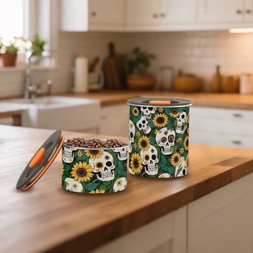 Contenedor de café con diseño de calavera y girasol miniatura 7