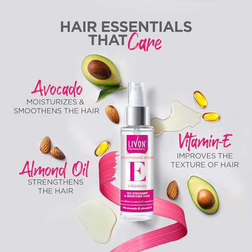 Livon Professional Smoothening Serum for Women & Men | With Vitamin E, Avocado & Almond Oil | For Smoother, Stronger & Frizz-Free Hair | No Paraben, Sulphate or Mineral Oil |... - Image 3