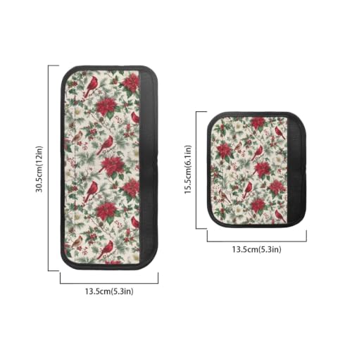 Image of Fridge Door Handle Covers Set of 6 Kitchen Appliance Decor Handles Glove Anti-Slip Protectors for Christmas Winter Holiday Decor, Poinsettia Flower Cardinal Bird Retro Pattern
