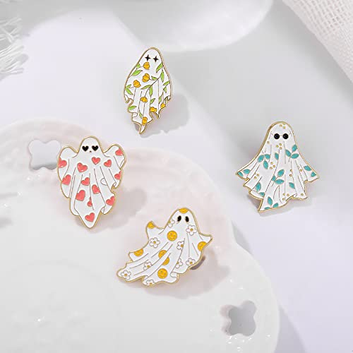 Image of Cute Ghost Horror Halloween Brooch Pin Enamel Love Heart Leaf Boo Ghost Pins Lapel Collar Jeans Hats Shirt Jackets Backpacks Badge Brooches Pins for Women Girls Dainty Jewelry Gifts