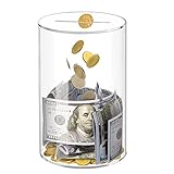 Kypeeka Clear Acrylic Piggy Bank for Adults Kids, Clear Money Saving Jar Must Break to Open, Unopenable Piggy Bank for Cash Coins (8' H × 5' Diameter)