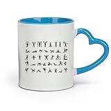 AYUEHBN Tazas de cerámica para té y café, iconos de gimnasio, deporte, gimnasia, entrenamiento, personas (11 oz/320 ml), restaurante, oficina, azul