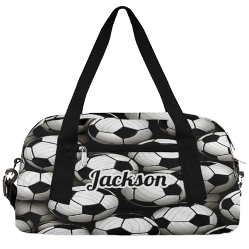 Personalized Custom Kids Duffel Bags, Customized Sports Gym Bag Girls Dance Bag Travel Duffel Bag Overnight Weekender Sleepover Carry On Tote Bag for Boys Girls,Sports Football Soccer