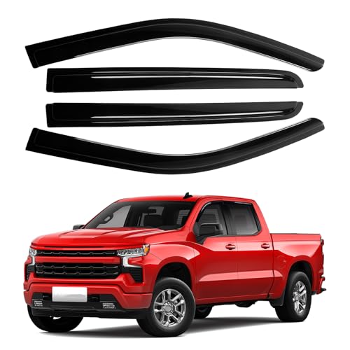 Image of Canvcle Window Visors Rain Guards for Chevrolet Chevy Silverado /GMC Sierra 2500HD /3500HD Crew Cab 2020-2025 2026,Outside-Mount Tape-On Side Window Wind Deflectors Vent Visors Shades Accessories