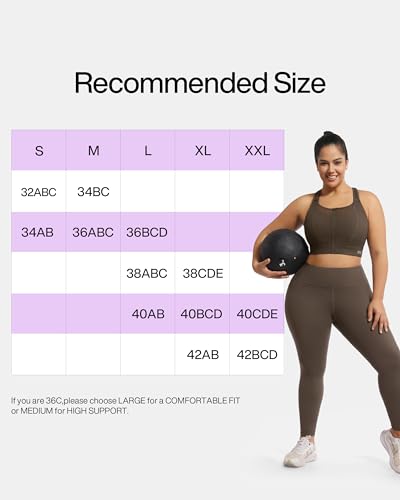 Image of Adjustable High Impact Sports Bra Zip Front Sexy Mesh Racerback Workout No Bounce Compression Bras for Women Plus Size