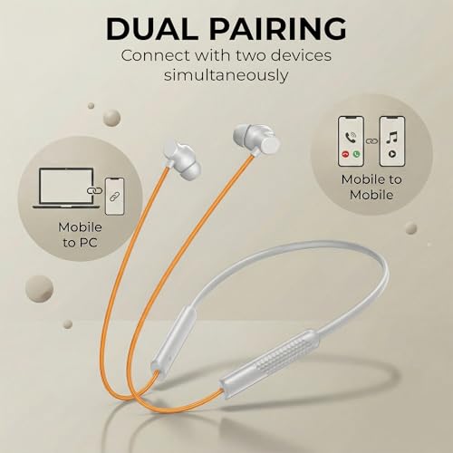 Image of Walta Bullet Z6 Wireless Bluetooth 5.4 Neckband Earphones with ENC Noise Cancellation, 13mm Bass Driver, Fast Charging Type-C, 20H Playback, Magnetic Earbuds, Sweat Resistant Headset with Mic (White)