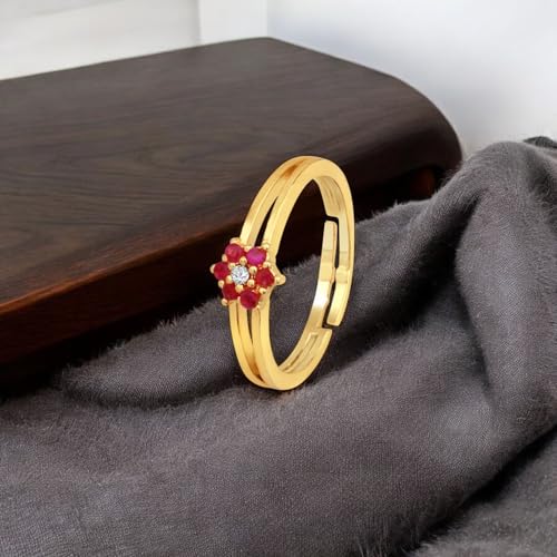 Image of Mahi Colorful Crystsal Studded Adjustable Finger Ring Combo for Women (PACO1105158PR)