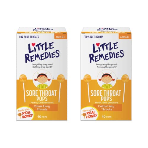 Little Remedies Sore Throat Pops made with Real Honey | 10-Lollipops per Pack | 2-Pack