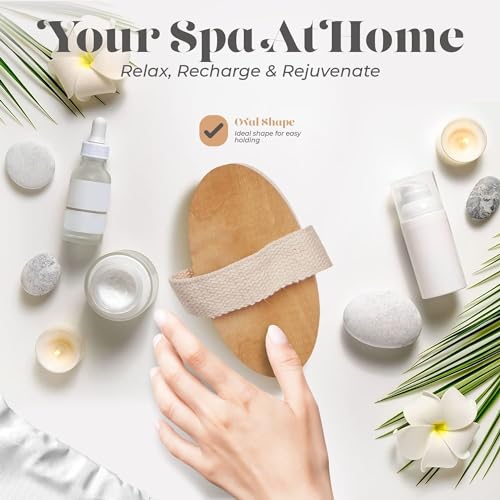 TimBuk2 Dry body Scrubber for Dead Skin Wooden bath brush to Exfoliate & Soften Skin, Improve Circulation, Stop Ingrown Hairs, Reduce Acne and Cellulite (Oval) - Image 6