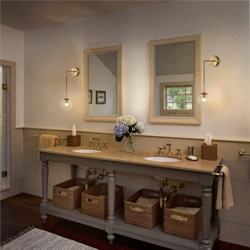 Apliques de pared de latón dorado y vidrio esmerilado, pack de 2 luces LED sofisticadas 5