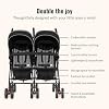 Dream On Me Volgo Twin Baby Stroller, Lightweight Side-by-Side Double Umbrella Stroller with Adjustable Canopy, 5-Point Harness, Storage Basket & Travel-Friendly Fold Black