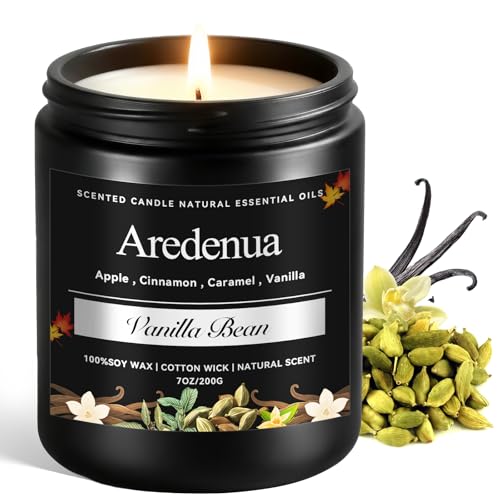 Odor Eliminating Candles | Vanilla Bean Scented Soy Candle for Home, Air Freshening & Cozy Vanilla Scent, Relaxing Home Scented Candles, Cozy Aromatherapy Candle Gift for Women & Men