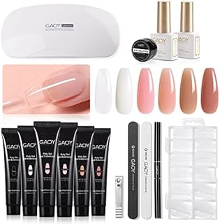 GAOY Poly Gel Nail Kit with U V Light Starter Kit, 6 Pcs Builder Gel Nail Extension Kit for Beginners with Everything Nail Art DIY