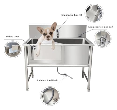 JINMLBO Lavatório de cachorro de 119,4 cm, banheira de chuveiro para cães, estação de lavagem de cãe
