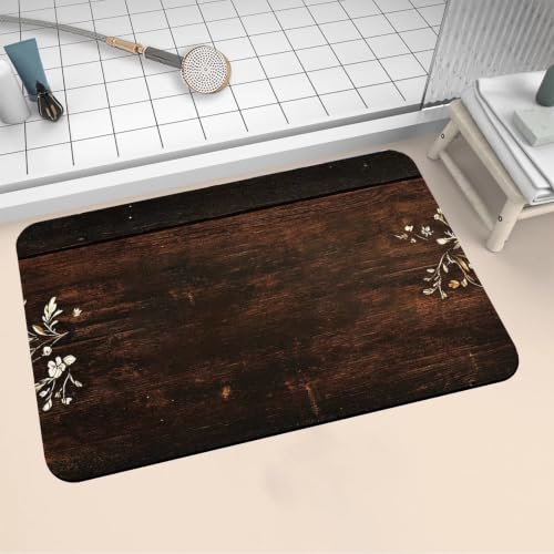 Tapis de bain 160x230cm marron en microfibre douce et absorbante