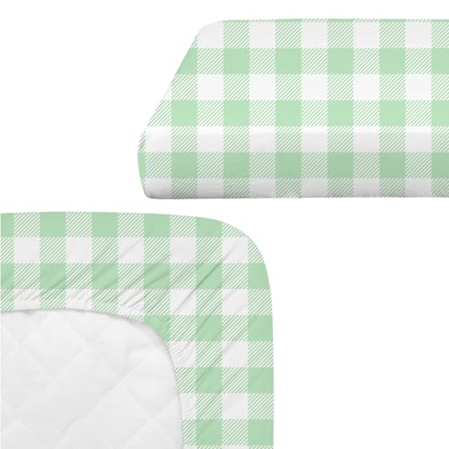 Image of 4 Pack Mallard Duck Baby Crib Sheet for Girl or Boys, Green Gingham Fitted Crib Sheet Soft Breathable, Mallard Duck Nursery Decor for Standard Mattresses Gift Set 28 x 52 in