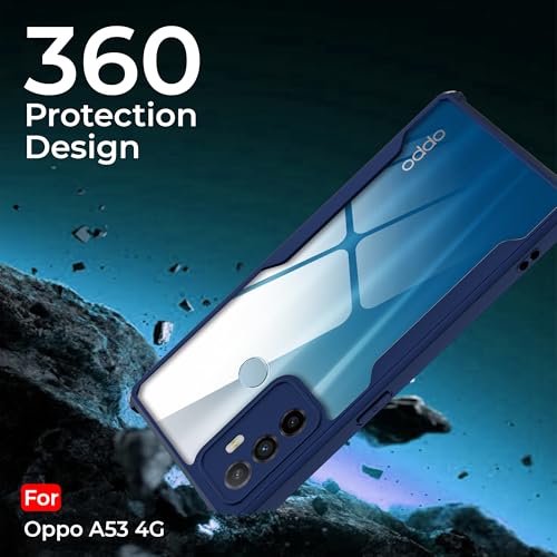 Image of A rtistque Clear Hard Transparent Acrylic Armor Back Cover Case for Oppo A53 4G | Shockproof TPU Edge Protection | Slim Protective Design | Oppo A53 Back Cover - Blue