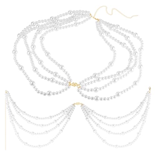 Beadthoven Perlen-Taillenkettengürtel, mehrschichtig, Kunstperlen, Kleider, Röcke, Taillenband, Dekoration, 750 mm, verstellbare Körperkette,...