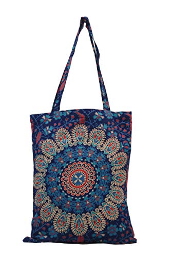 Trade Star Mandala Indian Shopping Bag, bolsa de algodón bohemio, bolso floral para mujeres, bolsa de playa étnica, bolsa de hombro multicolor Cover