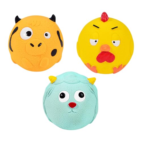 PORUPAEL 3 Stück Quietschender Hundeball Latex Hundespielzeug Ball Quietsch Spielzeug Interaktives Hundespielzeug Ball Für Kleine Mittlere Große Hunde 7.5cm