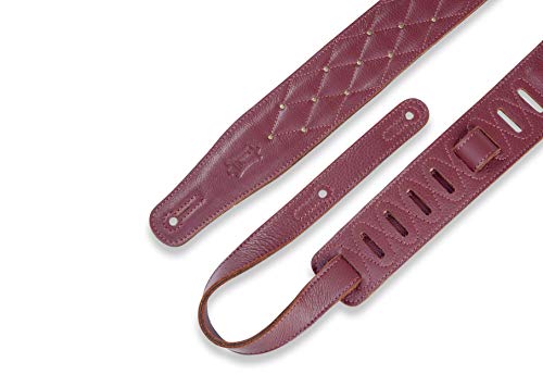 Levy’s Leathers MG26DS-BRG_ABR Sangle de guitare en cuir Motif touffeté Bordeaux 6,3 cm - Les Beatles, Paul McCartney, John Lennon, RIngo Starr, George Harrison Levy's Leathers MG26DS-BRG_ABR Sangle de guitare en cuir Motif touffeté Bordeaux 6,3 cm – Image 3