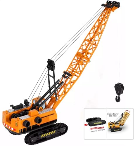 Image of Friction Powered Tower Crane Construction Truck Die Cast Model Long Crane Toy for Kids Boys Telescopic Arm Excavator Crawler Car Pull Back Vehicle (Multicolor)