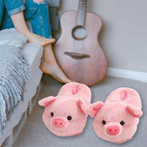 LELEBEAR Pig Slippers-Pig Slippers for Women, Kawaii Piggy Cotton Slippers, Pink Plush Cozy Cute Animal Slippers4