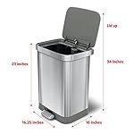 Glad Stainless Steel Step Trash Can with Clorox Odor Protection | Large Metal Kitchen Garbage Bin with Soft Close Lid, Foot Pedal and Waste Bag Roll Holder, 13 Gallon, All Stainless - Image 3