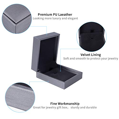 Sdoot Necklace Pendant Box, 4 Pack Pu Leather Jewelry Box, Grey Gift Boxes, Earring Storage Case For Proposal, Engagement, Wedding #TOP2