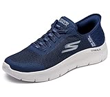 Skechers Women's Go Walk Flex Hands Free Slip-Ins - Grand Entry Sneaker, Navy/White, 7.5 Wide US