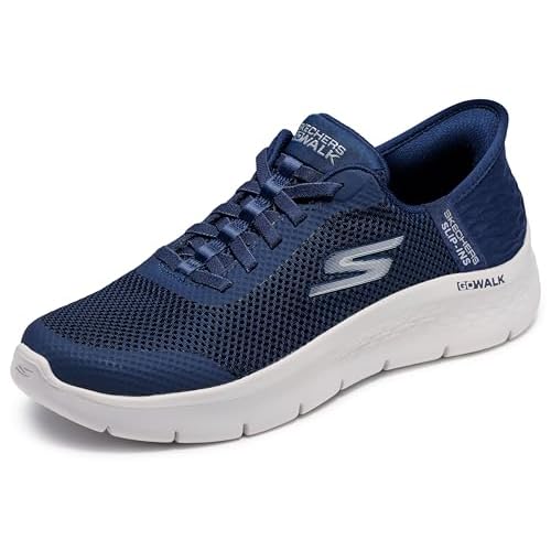 Skechers Go Walk Flex Grand Entry, Zapatillas Mujer, Tela Azul Marino Ribete Blanco, 39 EU