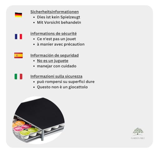 Garden Mile Coffee Pod Holder & Machine Stand - 36 Pod Drawer Coffee Station Organiser with Robust Steel Build for Dolce Gusto Capsules - Space-Saving Worktop Storage for Home or Office - Image 2