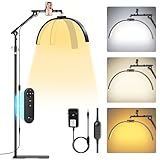 Adonafy Lampe Extension de Cils Professionnel: 28' Pliable Lampe Demi Lune avec Support de Téléphone - 3000K-6500K Luminosité Réglable & 360° Rotative Tête Lumineuse pour Beauté, Tattoo, Noir