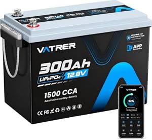 VATRER POWER 12V 300Ah LiFePO4 Batterie mit Bluetooth APP