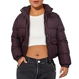 Picture of Xsylxgc Women's Crop Short Jacket Cropped Puffer Fashion Jackets for Women Short Lightweight Coat, Purple XL