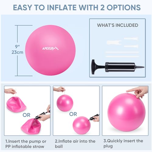 APEXUP 9 Inch Pilates Ball Small Exercise Ball for Yoga, Fitness, Balance, Core Workout, Physical Therapy (XXS (9") 23cm, Fuschia) by APEXUP - Image 6