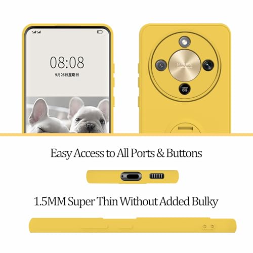 Coque Honor Magic 8 Lite en silicone jaune avec support et dragonne