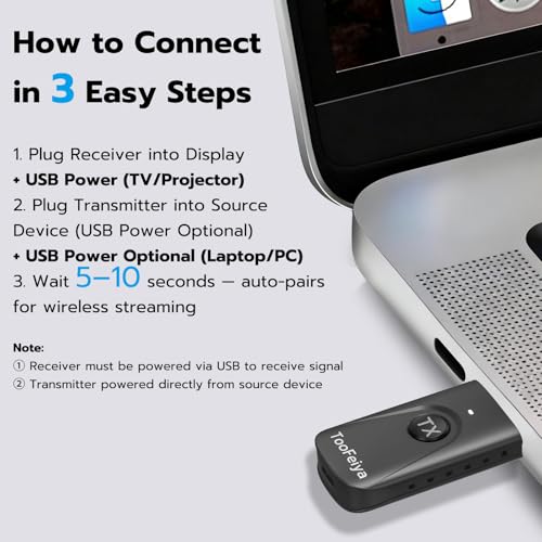 2026 Upgraded Wireless HDMI Transmitter and Receiver 165FT/50M, 4K Decode 1080P@60Hz Ultra HD Video Output, Plug&Play 5G+2.4G for Video and Audio to Monitor from PC/Projector/TV Box — view 6