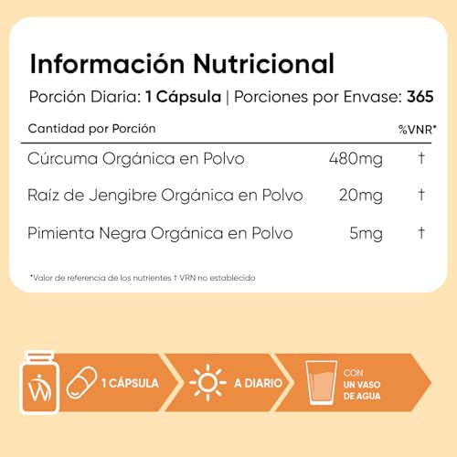 Miniatura 4 de Cúrcuma Con Pimienta Negra Y Jengibre Orgánica, 365 Cápsulas, 1 Año De Suministro - Apto Para Veganos, Con Certificación Orgánica Por La Soil Association, 1 Cápsula Al Día, Sin Gluten Ni Ogm