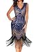 Meilun 1920s Sequined Inspired Beaded Gatsby Flapper Evening Dress Prom (M, Blue Beige)