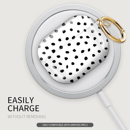 Compatible for AirPod Pro 3 Case Cover, Shockproof for Women & Girls | with Golden Round Buckle | Protective Anti-Drop Design | White Polka Dot by ZEKICE - Used condition - Image 4