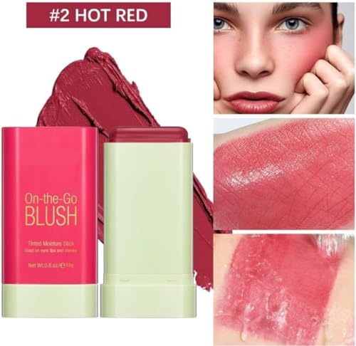 Cream Blush and Lip Tint Stick, Hydrating Formula, 2-in-1 for Cheeks and Lips, SPF 15, Pixi(Hot Red) - Image 3